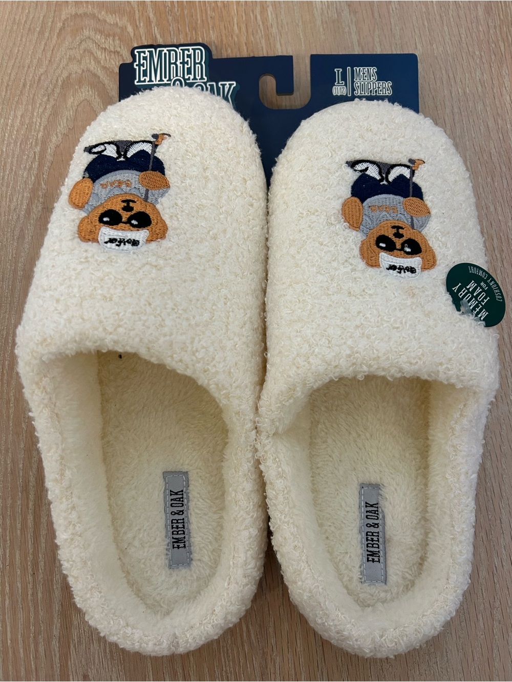 Ember & Oak Men's Ivory Plush Slip-On Slippers